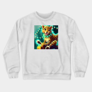 Cute Leopard Drawing Crewneck Sweatshirt